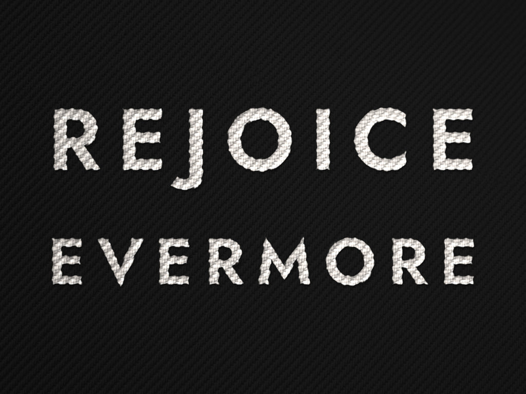 Rejoice Evermore Dad Cap, embroidery closeup