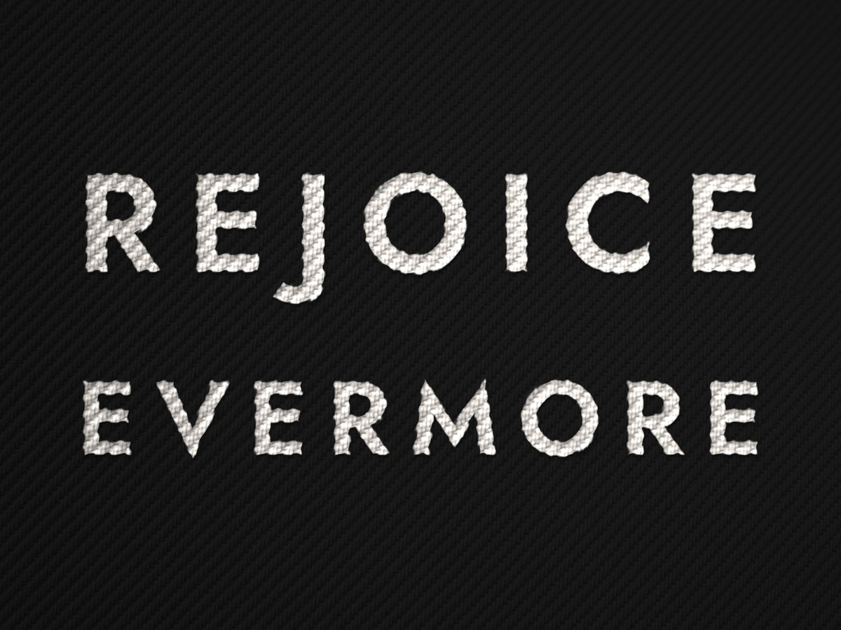 Rejoice Evermore Dad Cap, embroidery closeup