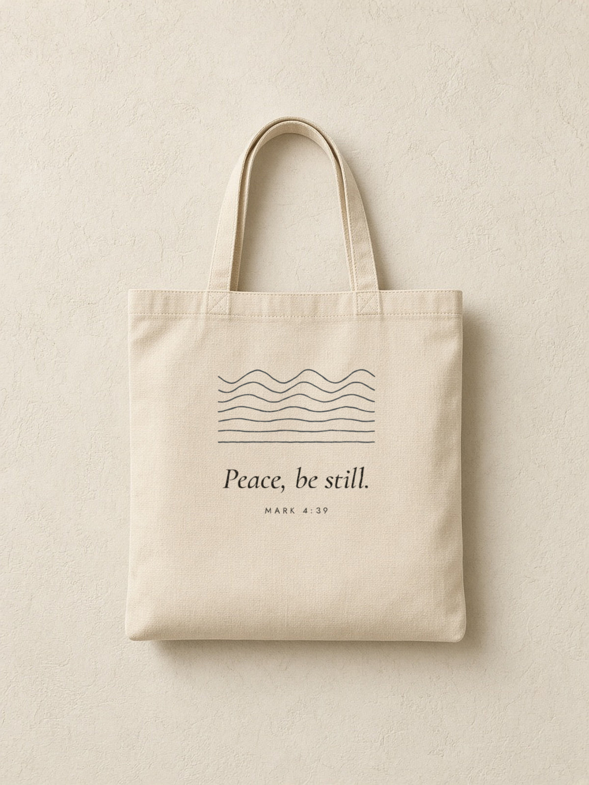 Peace, Be Still Tote, flatlay