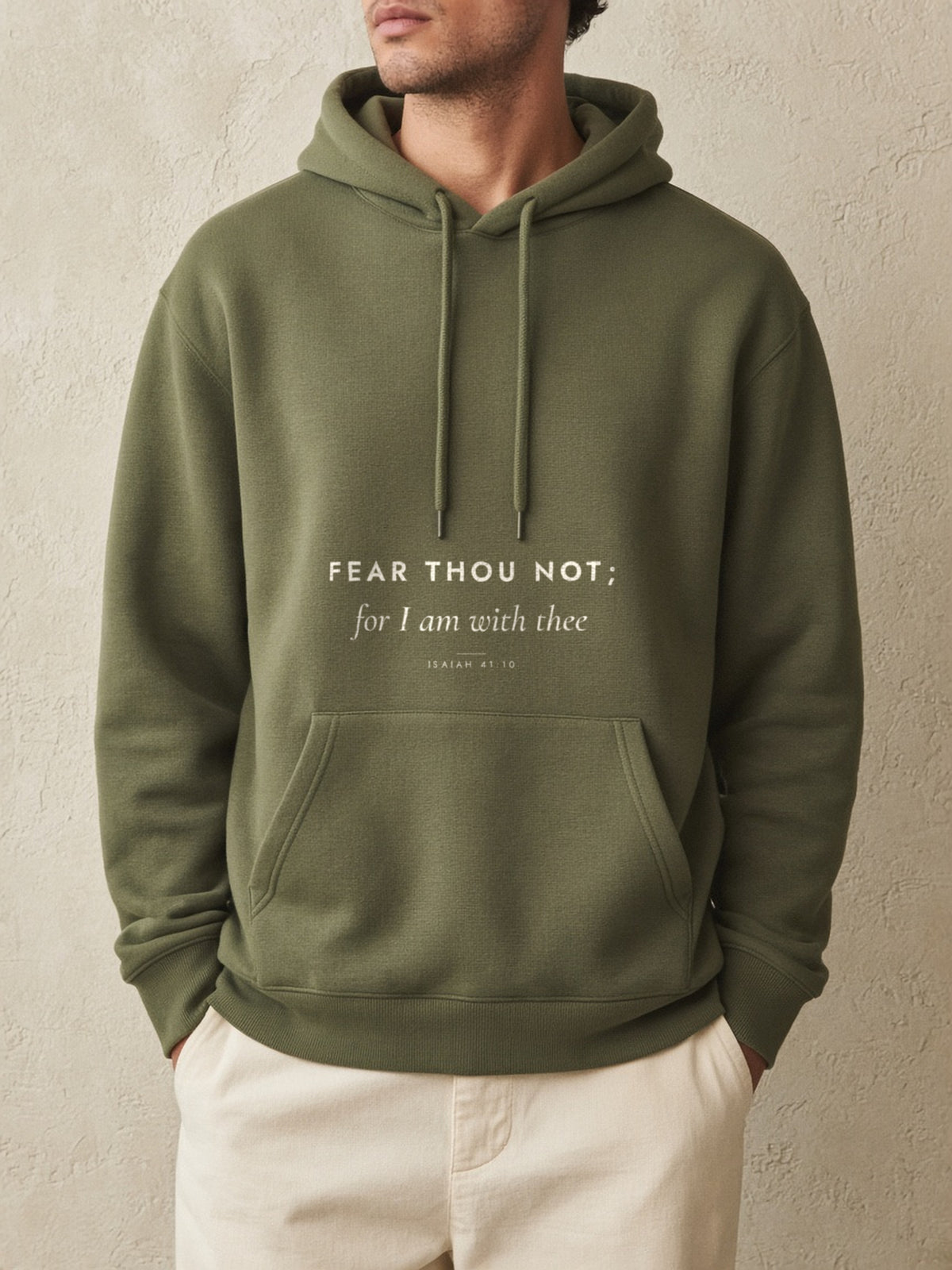 Fear Thou Not Hoodie, on model
